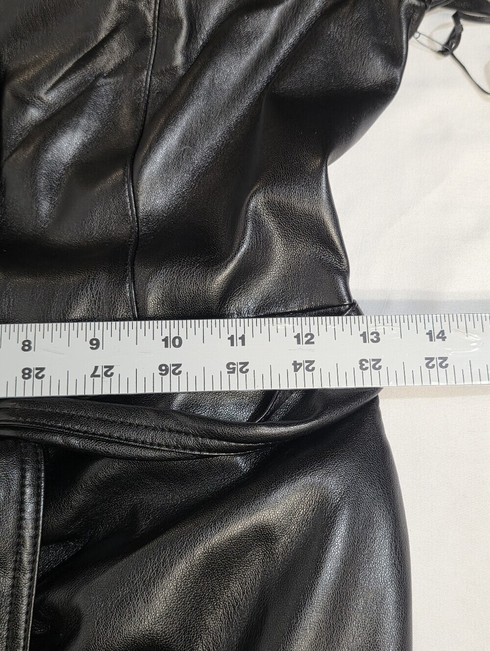 House of Harlow 1960 Black Faux-Leather Midi Belted Ruched Dress Size XS - Picture 8 of 14